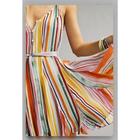 Anthropologie x Velvet by Graham & Spencer Striped Mini Dress Size Large - Picture 2 of 3